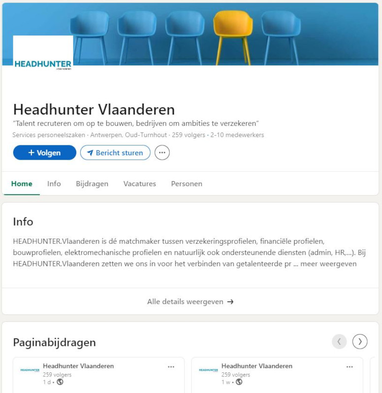 Headhunter.vlaanderen op Linked-In